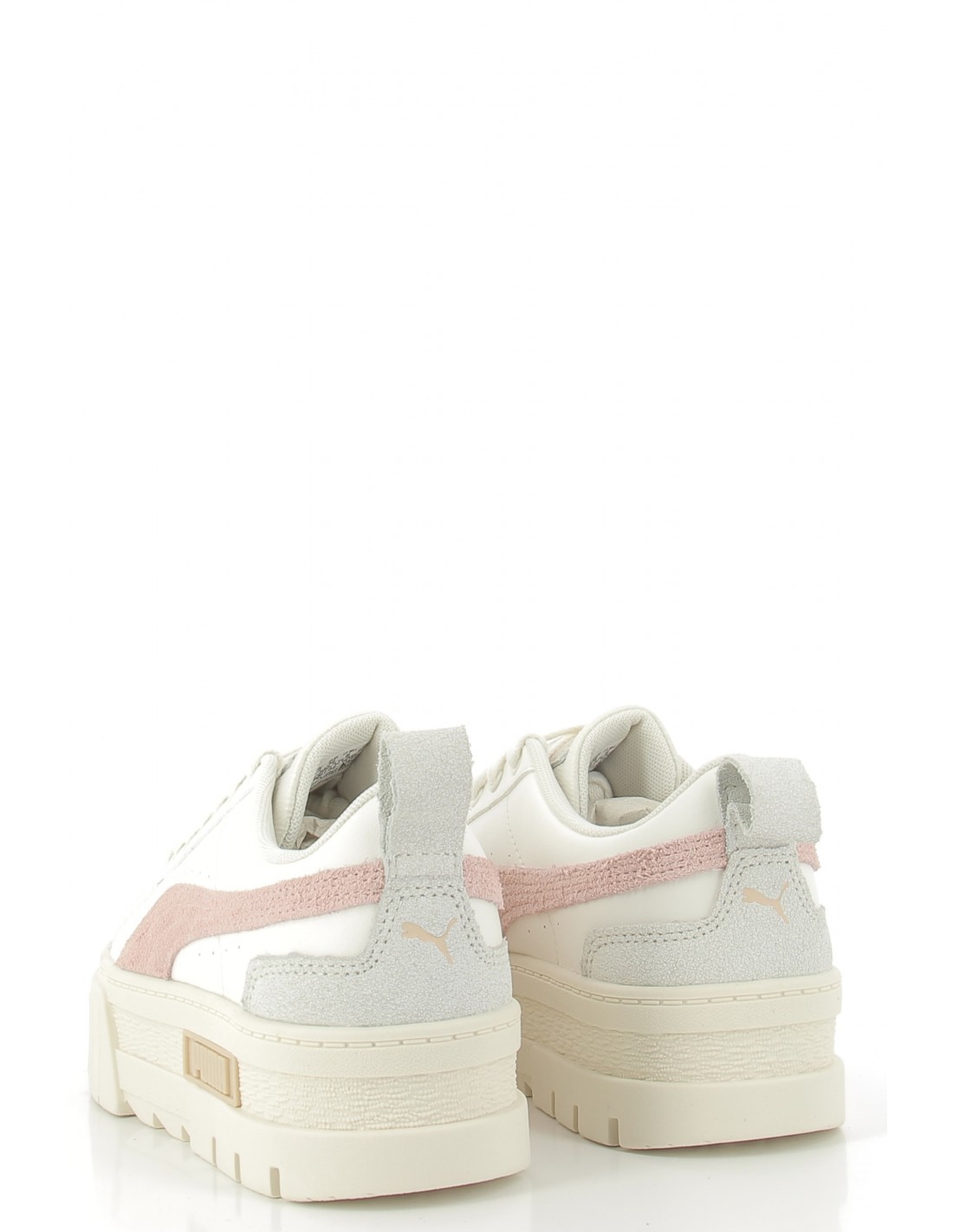 puma Sneakers compensées femme mayze thrifted cuir blanc/rose