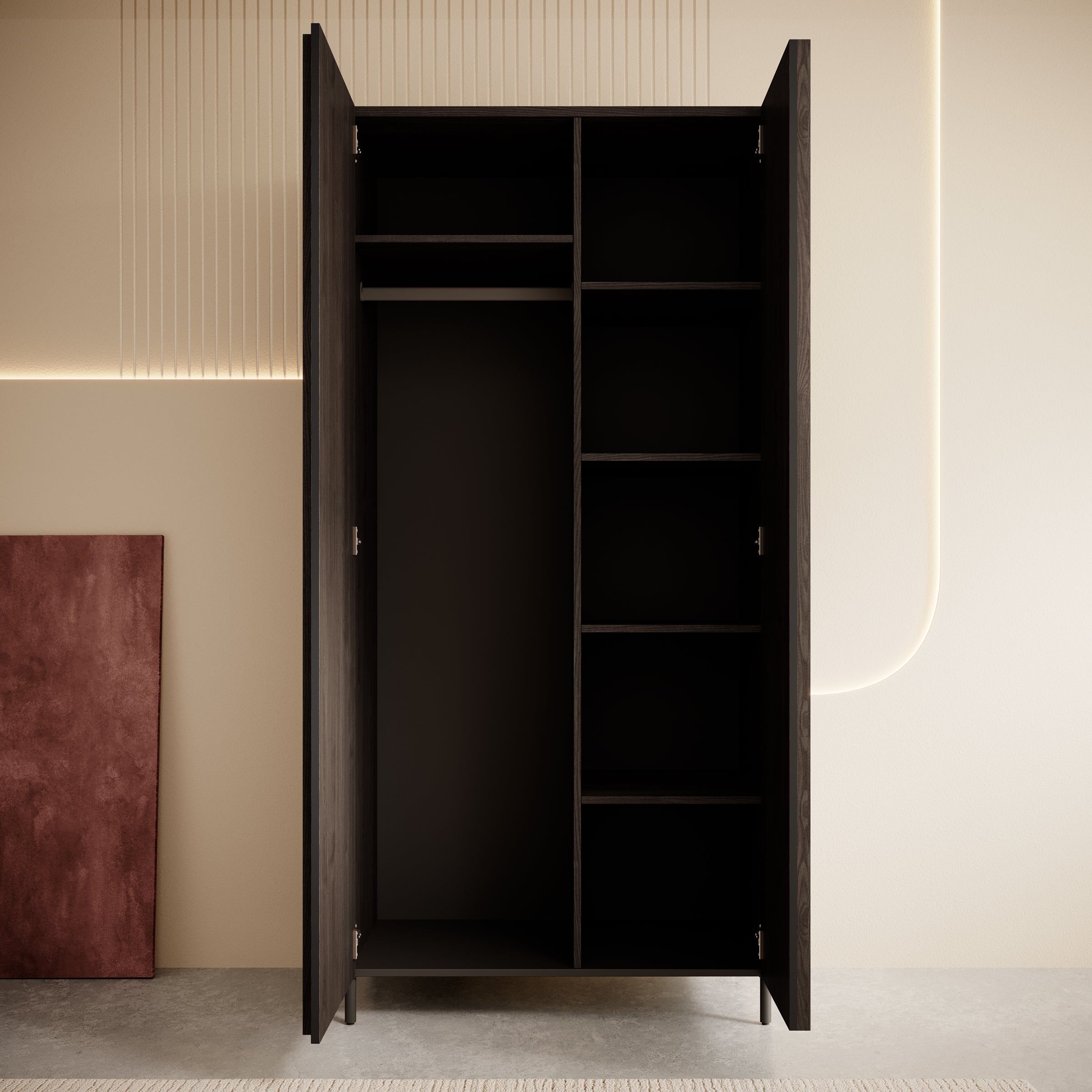 Paz - Kledingkast 2-deurs - Donker bruin - 92x54x196 cm