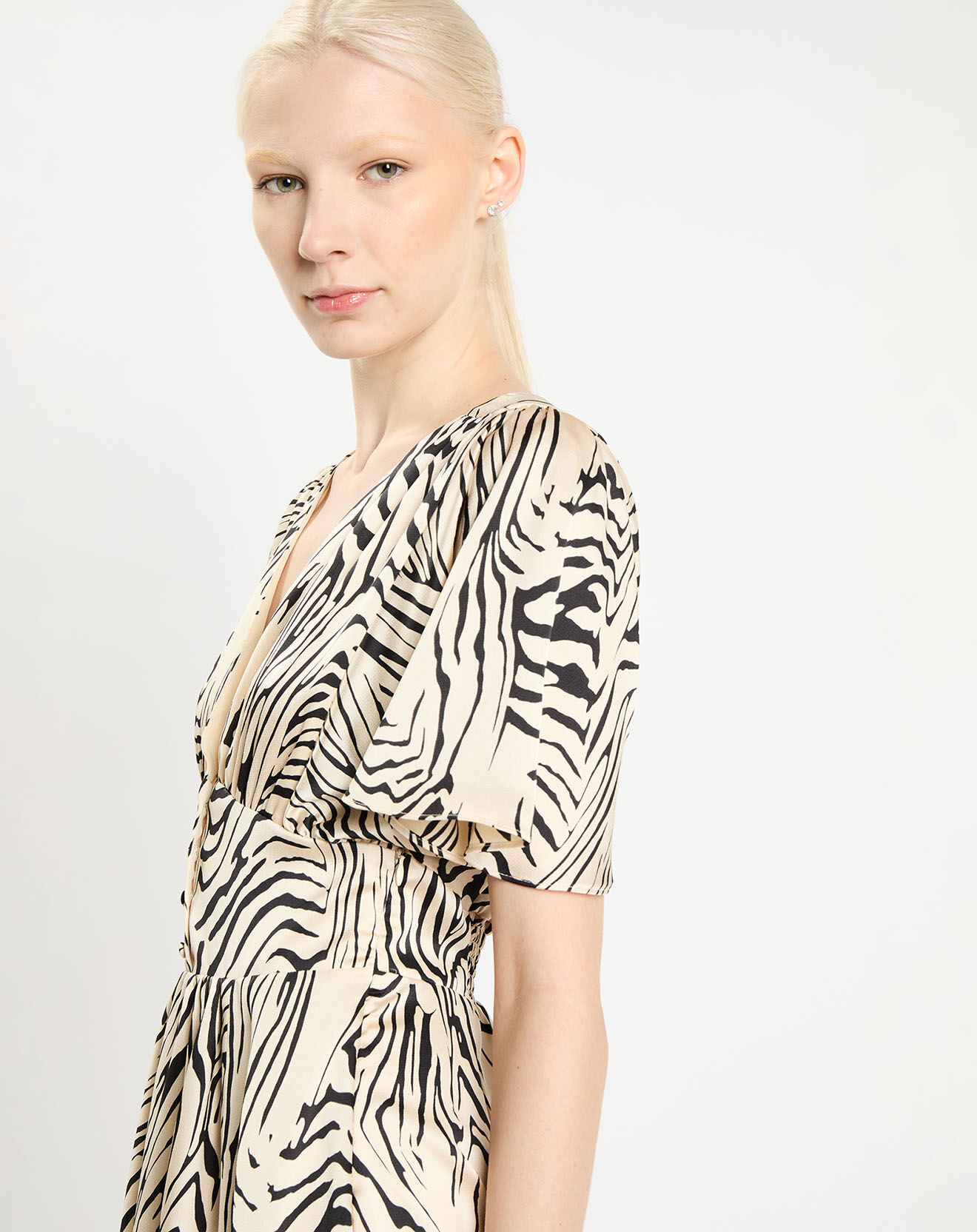 Zapa Robe Rafi imprimée zèbre noir/beige