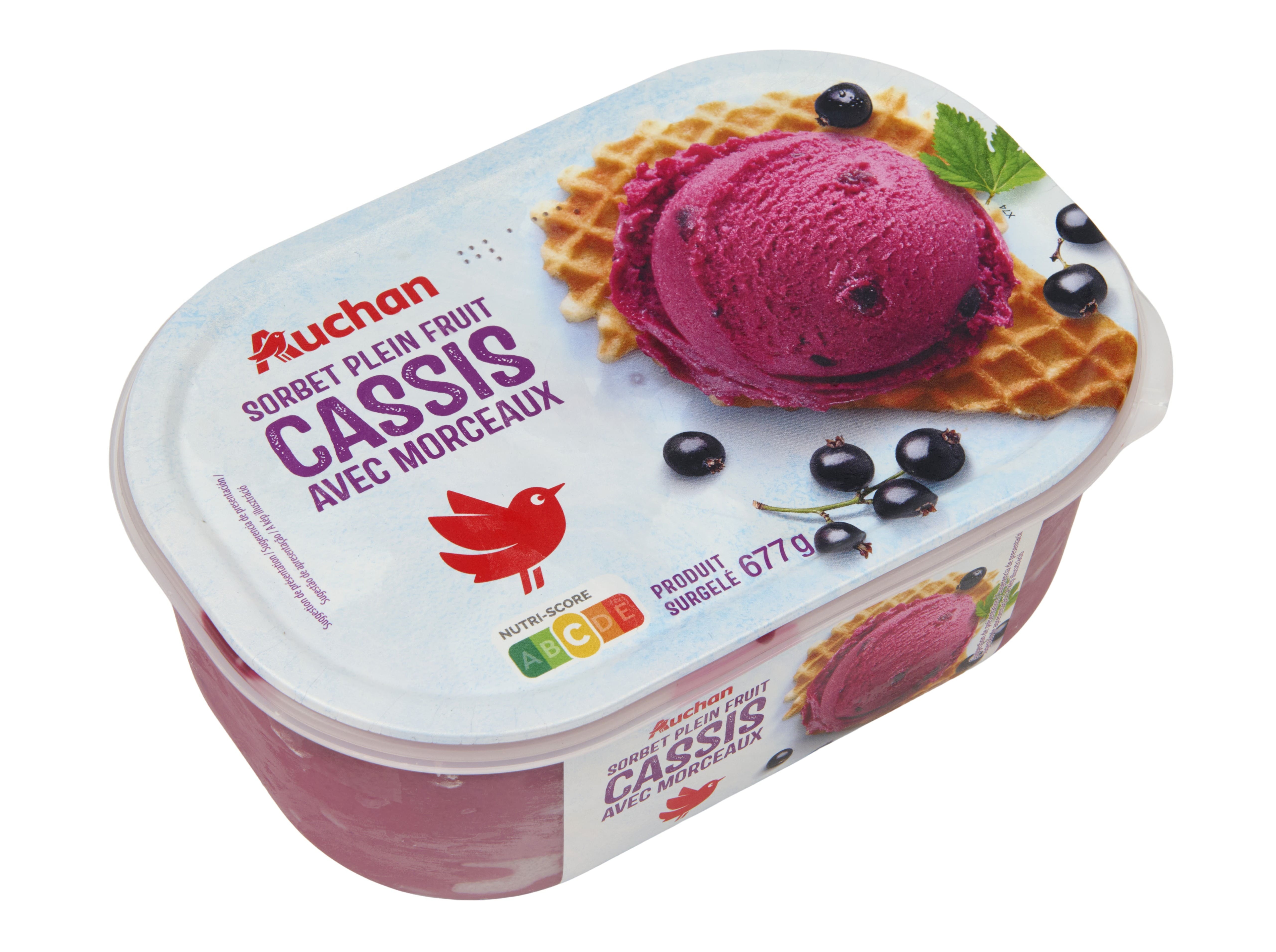 SORBET AUCHAN GROSELHA-NEGRA COM PEDAÇOS 1L