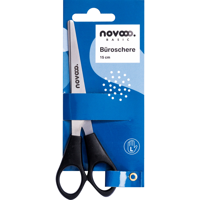 novooo Schere Basic, für Linkshänder, 15 cm