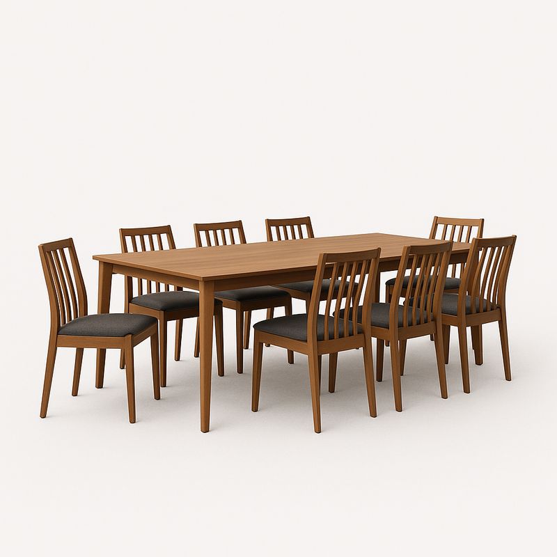 Essgruppe Holz Rechteckig Dunkelbraun 9-teilig Tisch Stühle Set