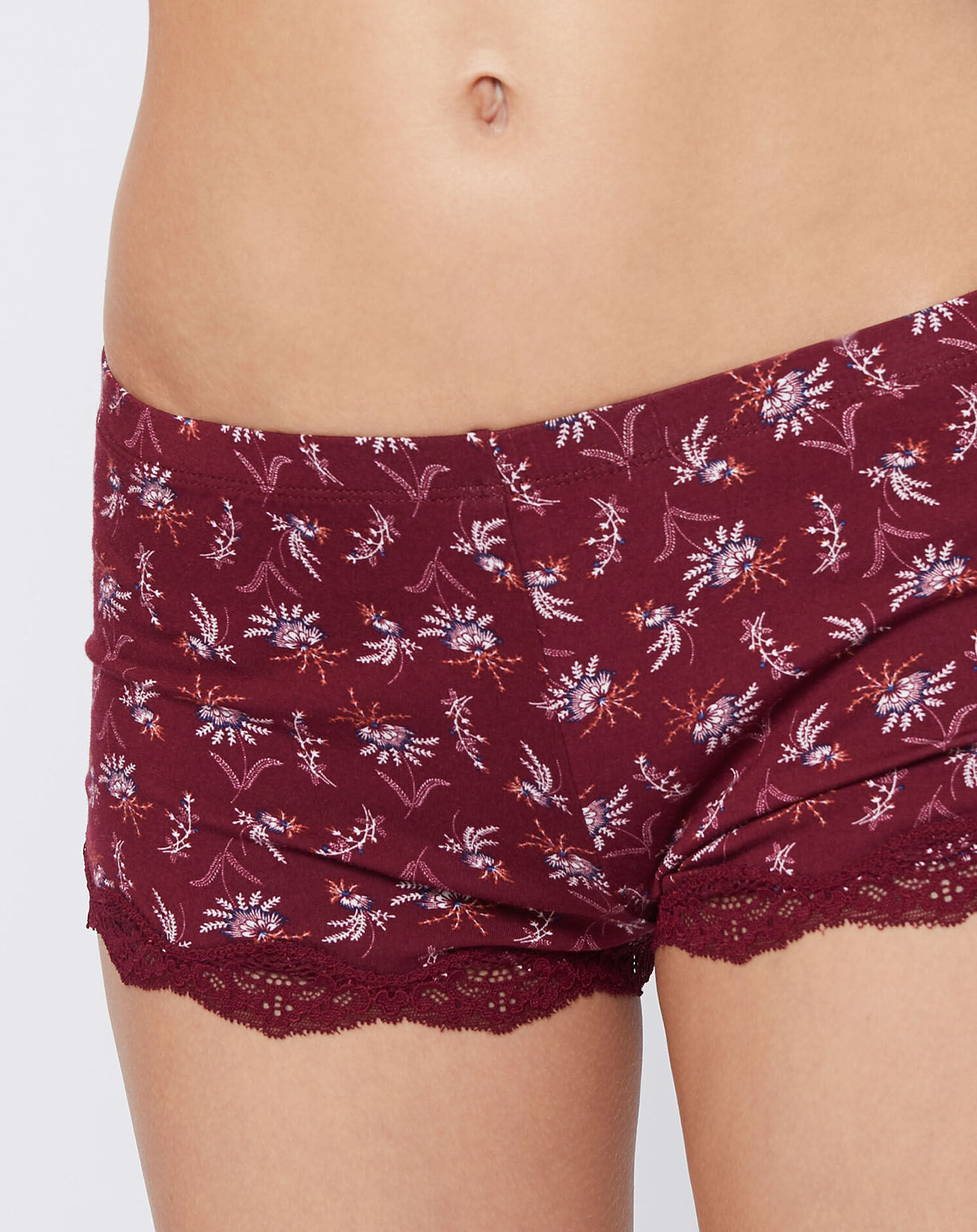 Etam Short de Pyjama Adonis fleuri bordeaux grenat