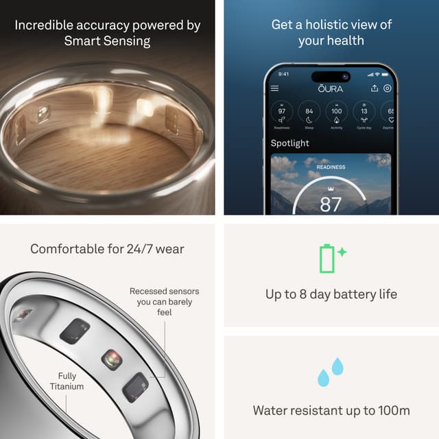 Oura Ring 4 Smart Ring størrelse 9 (sølv)