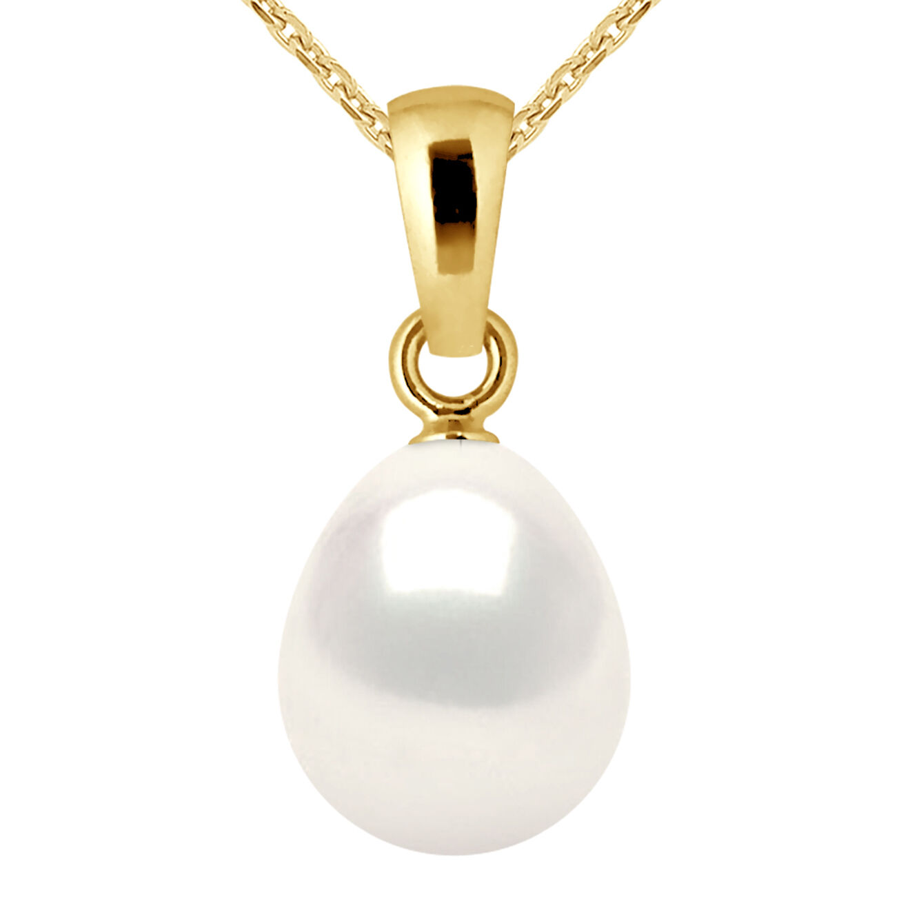 Mitzuko Collier Or Jaune Perle d'Eau Douce blanche