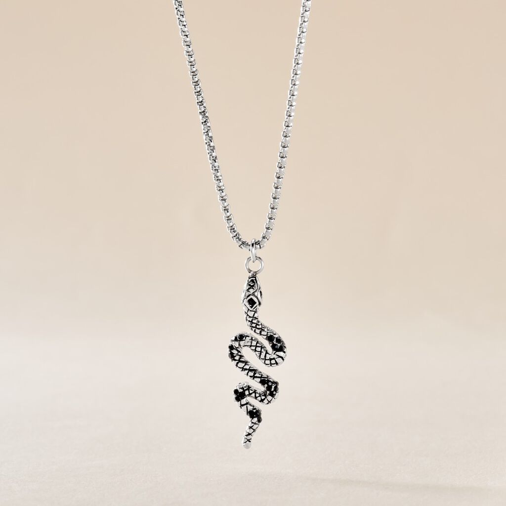 Collier Venin Acier Bicolore Oxyde De Zirconium