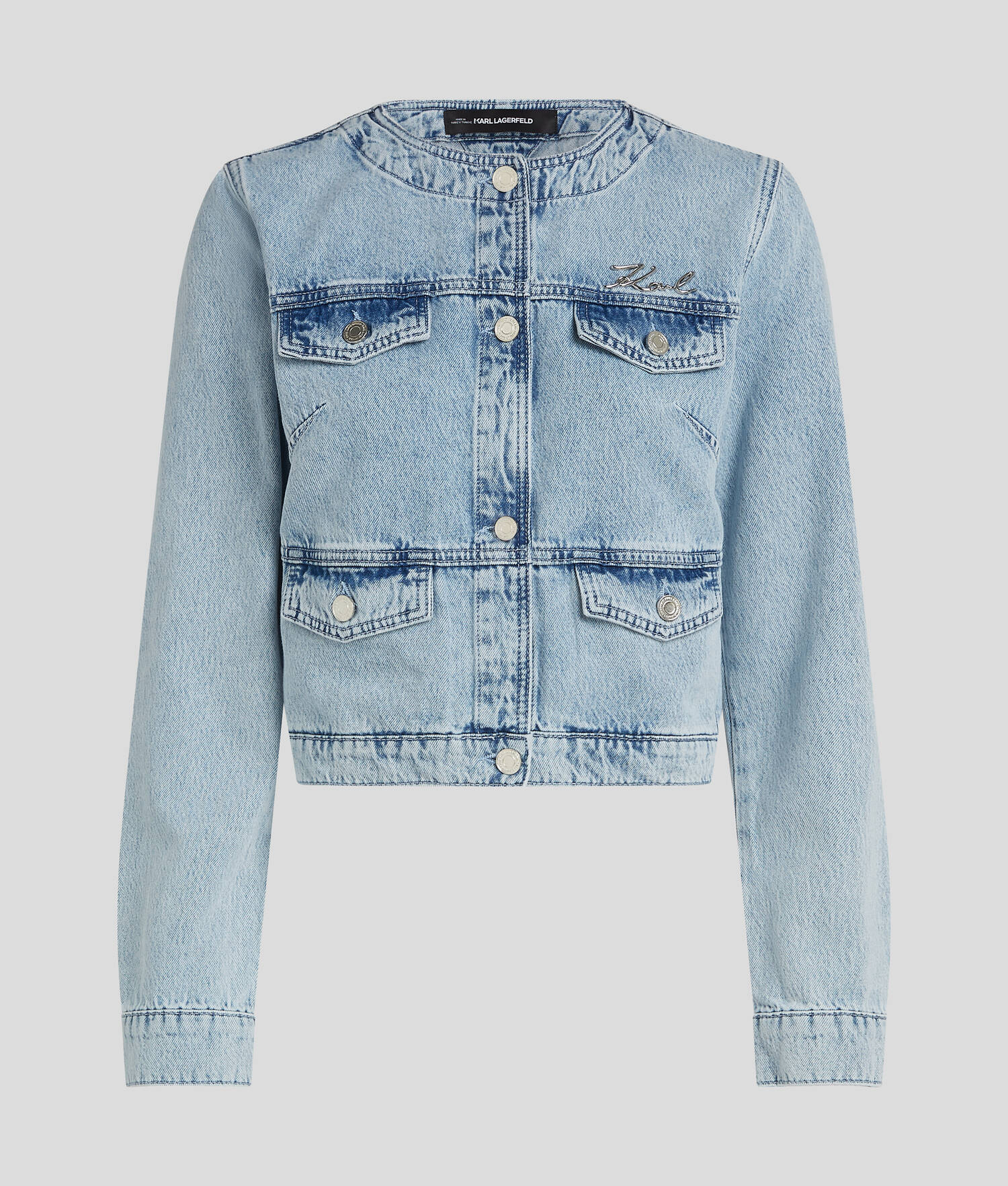 VESTE EN JEAN SANS COL - Denim Bleu Clair