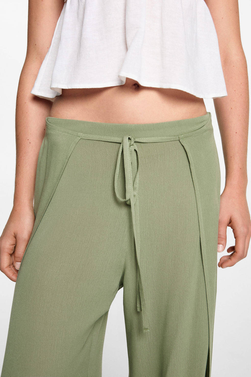 MANGO TEEN wide leg broek beige - kaki