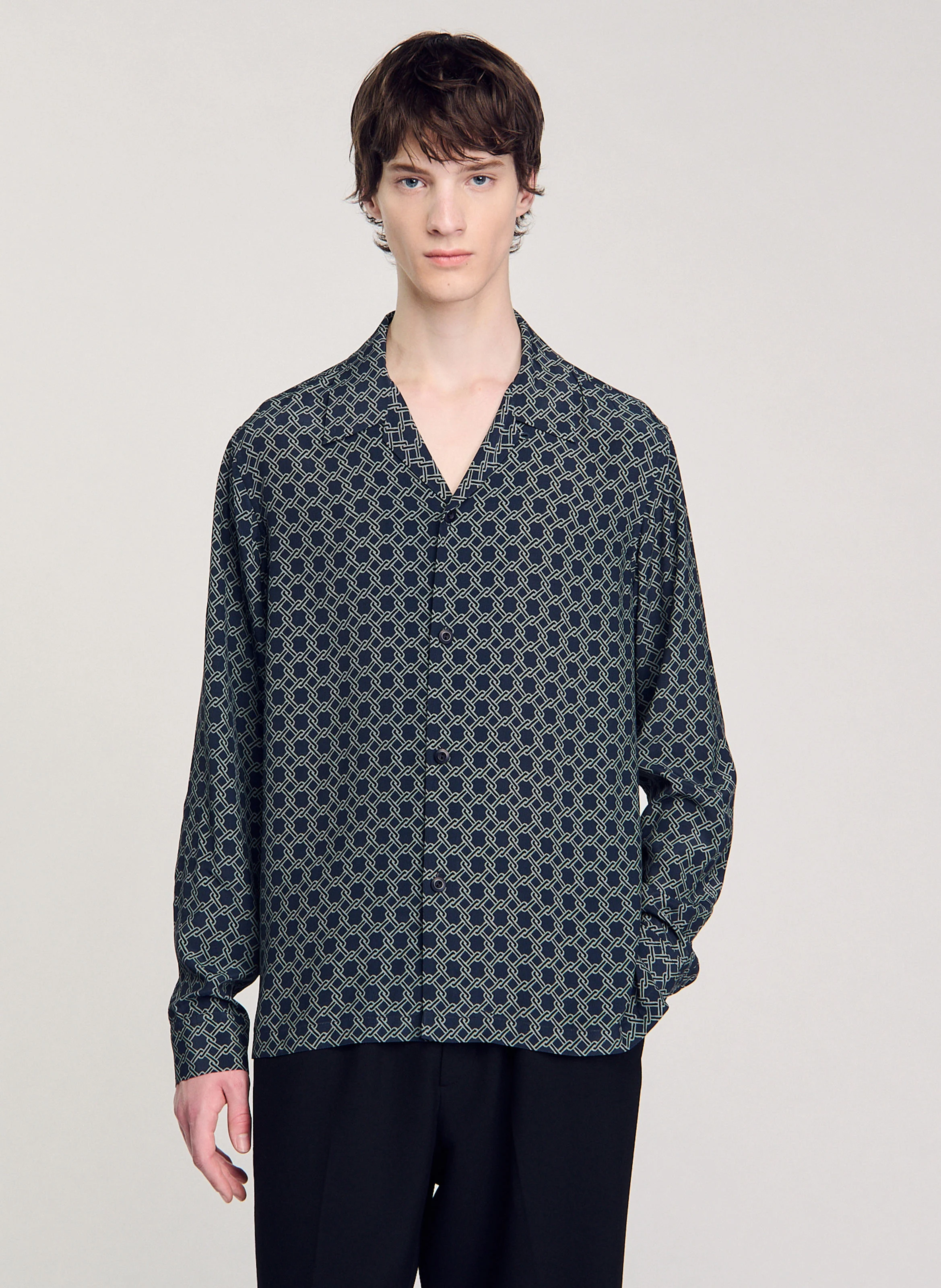 Chemise ample imprimée | Bleu