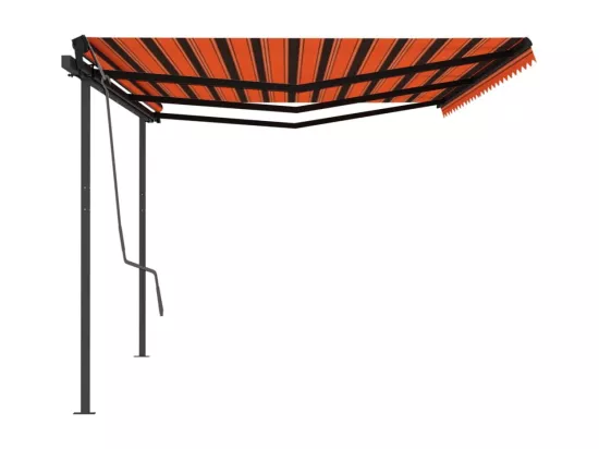Auvent manuel rétractable avec poteaux 6x3 m Orange et marron