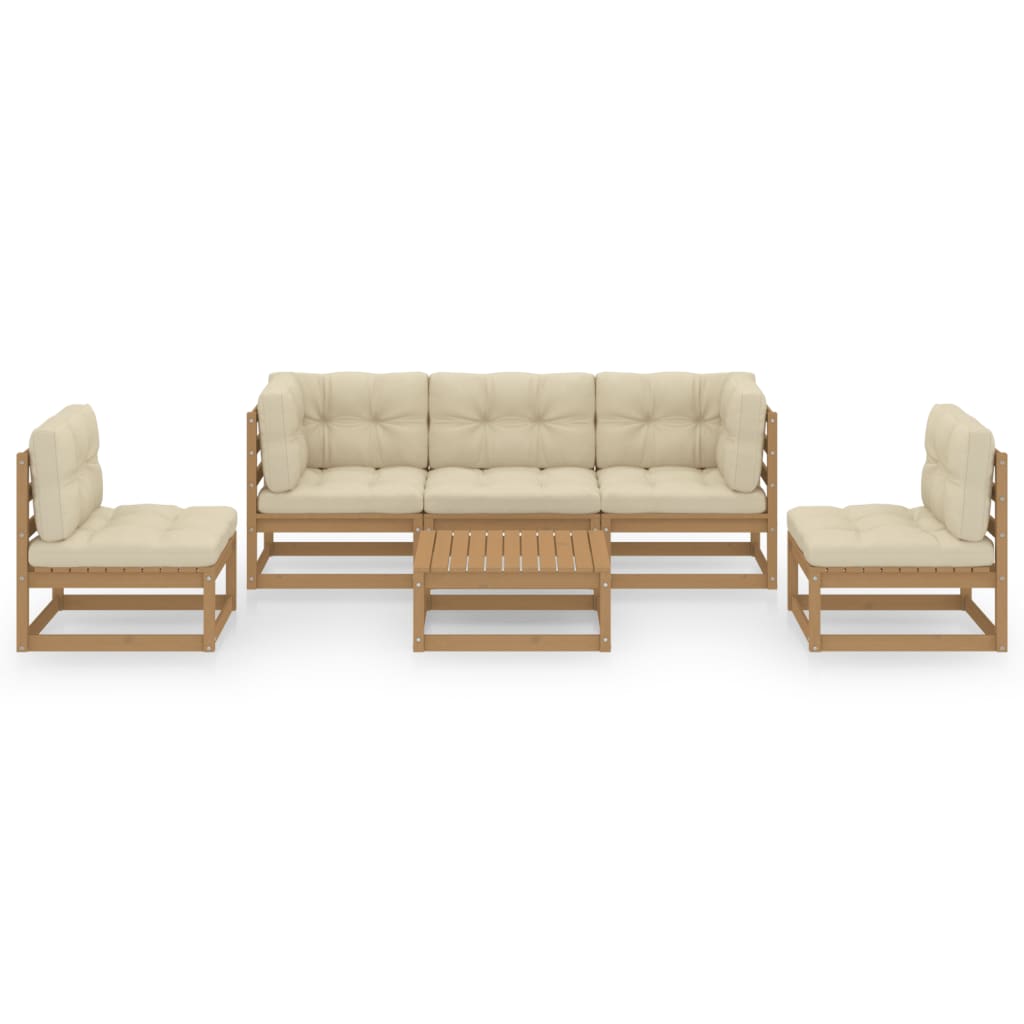 Salon de jardin meuble d'extérieur ensemble de mobilier 6 pièces avec coussins bois de pin massif