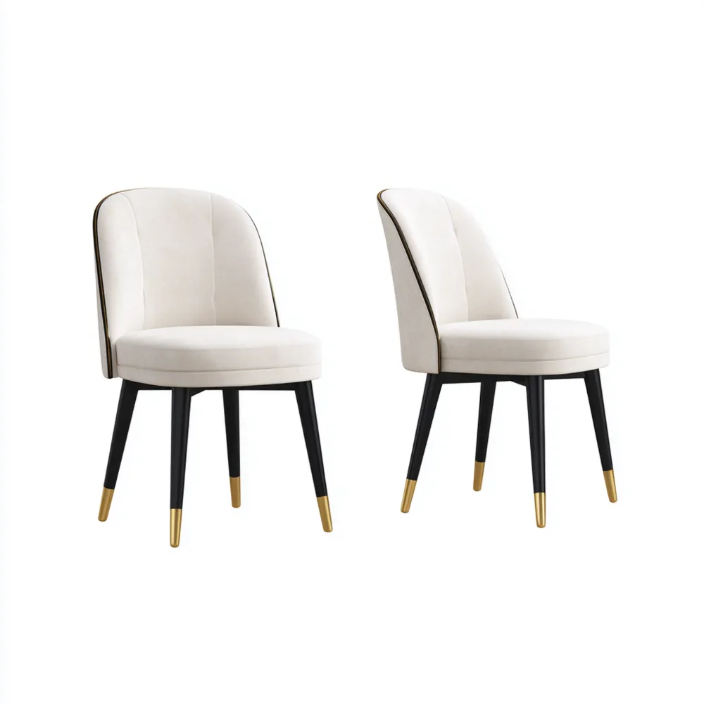 Esszimmerstuhl Set Samtgewebe 45x55x85 cm – Cremeweiß – Modernes Design