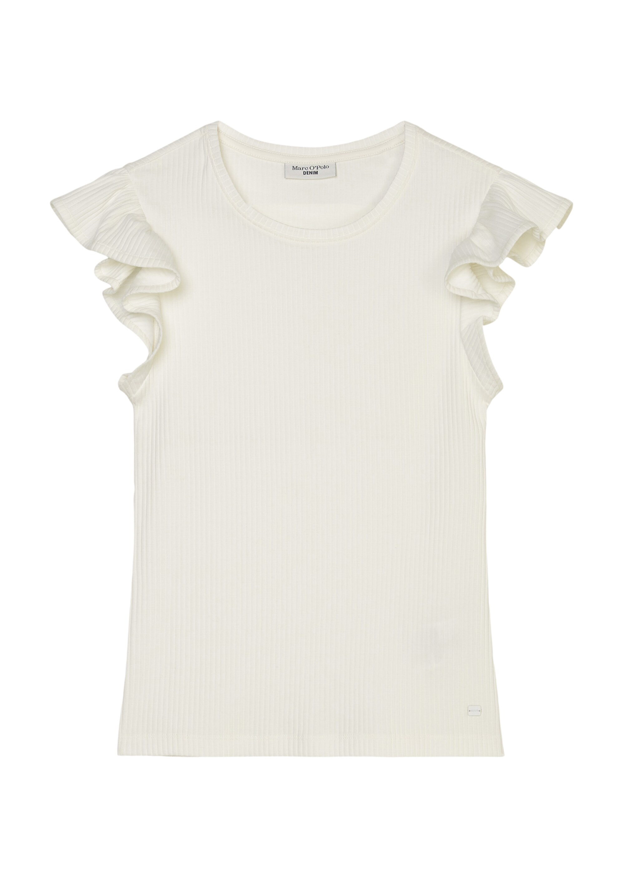 T-Shirt mit Volantärmeln slim aus Ripp-Stretch-Jersey