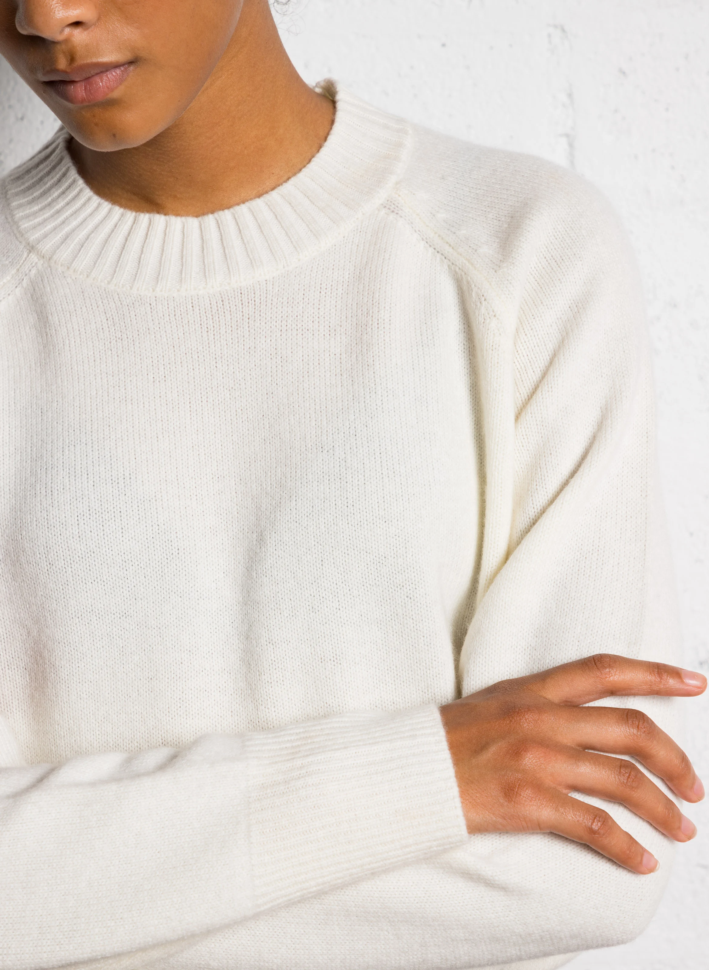 PAULVAR - Pull col rond en laine | Blanc
