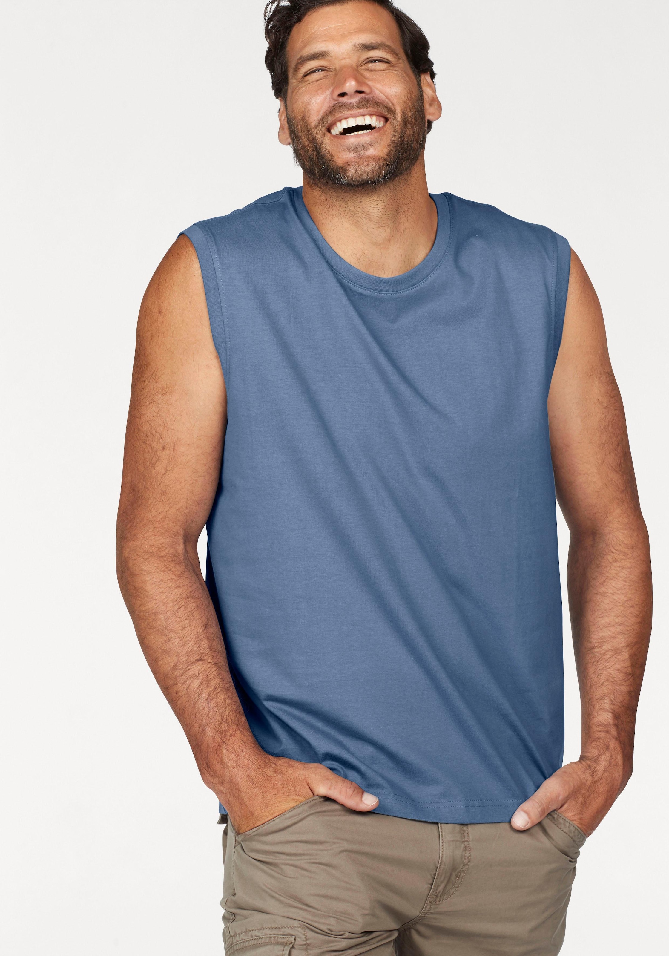 Man's World Muscleshirt Packung, 3er-Pack, 3 Stk. ärmellos,  Basic-Stil,  unifarben,  Rundhalsausschnitt