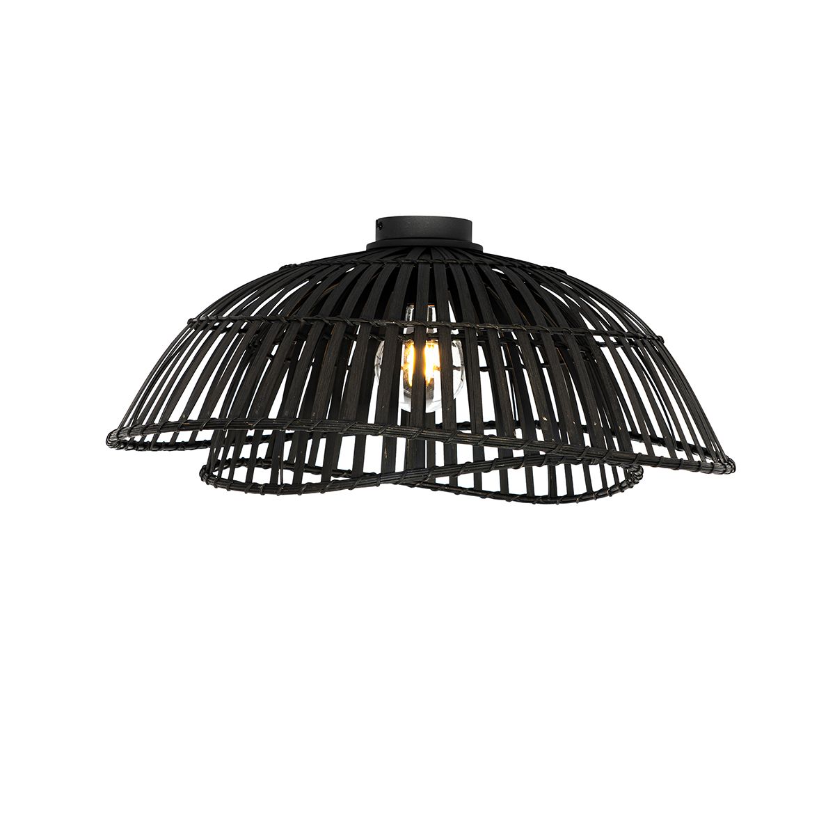 Oosterse plafondlamp zwart bamboe 62 cm - Pua