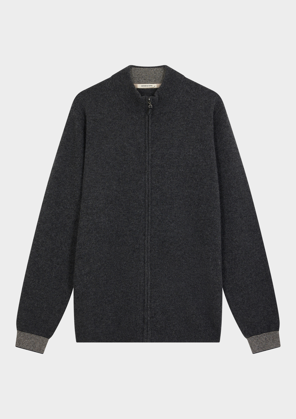 Gilet zippé en cachemire uni anthracite
