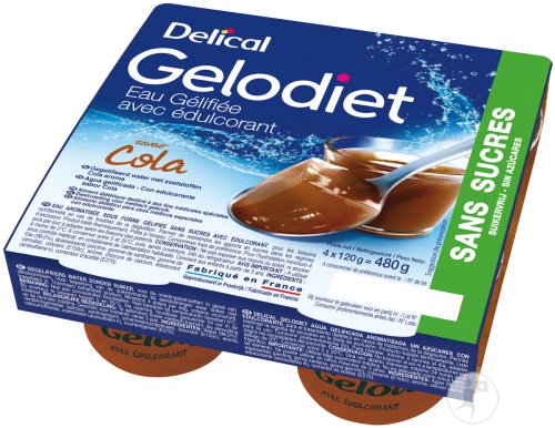 Gelodiet Eau Gélifiée Édulcorée Sans Sucres Cola 4x120g