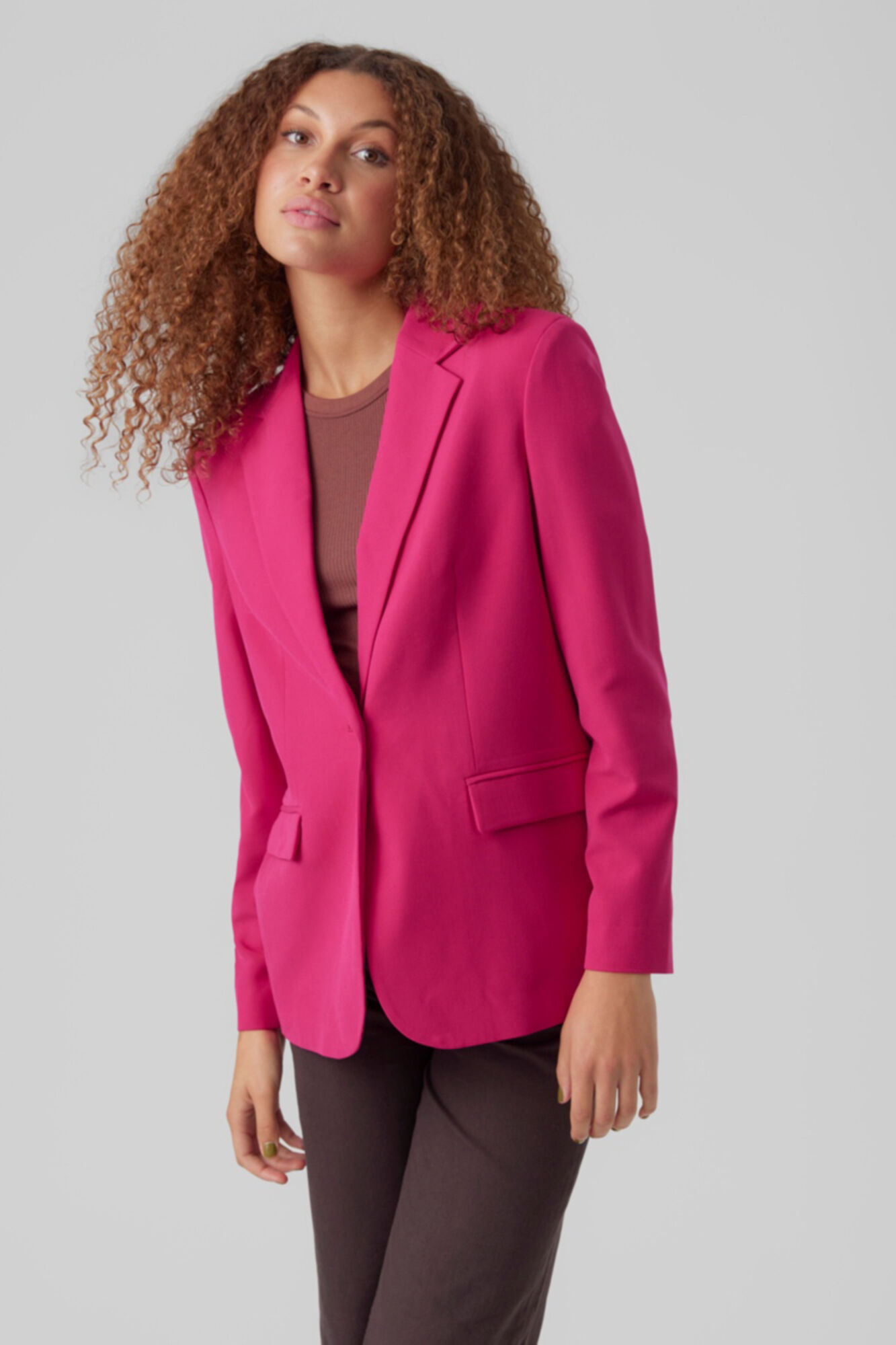 Blazer de manga comprida com bolsos - Rosa