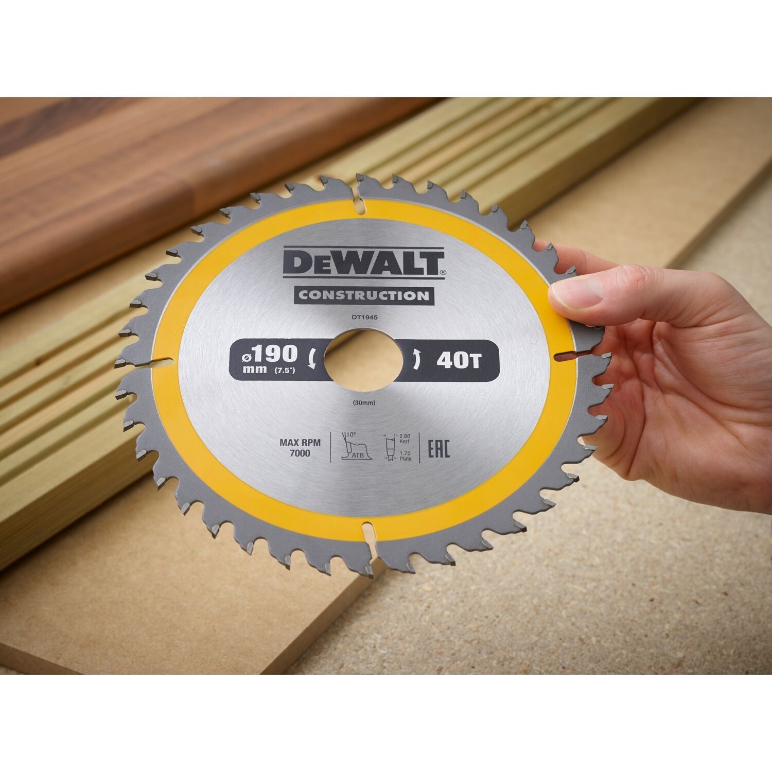 DeWALT Cirkelzaagblad voor Hout | Construction | Ø 190mm Asgat 30mm 40T - DT1945-QZ