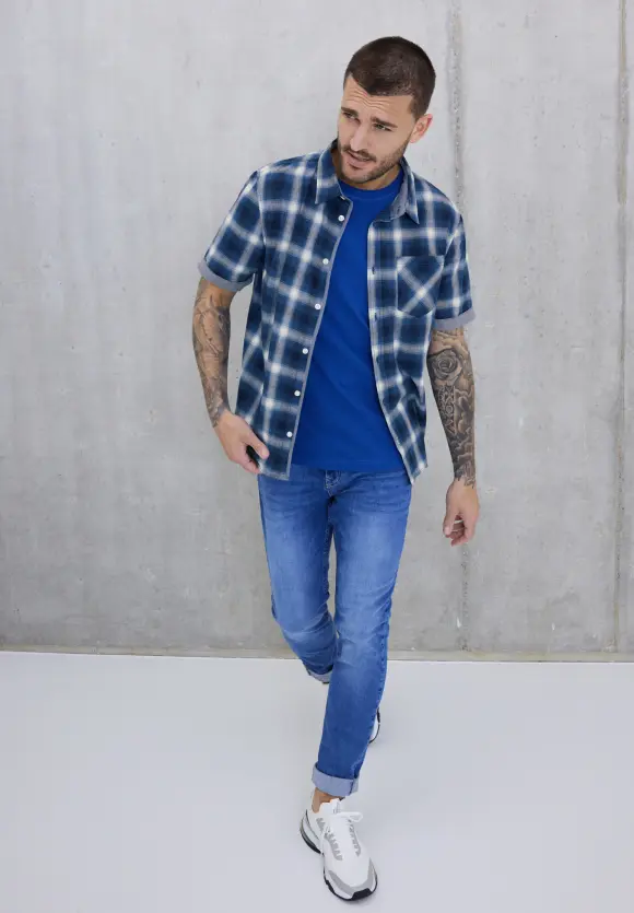 Hemd mit Karomuster - indigo blue