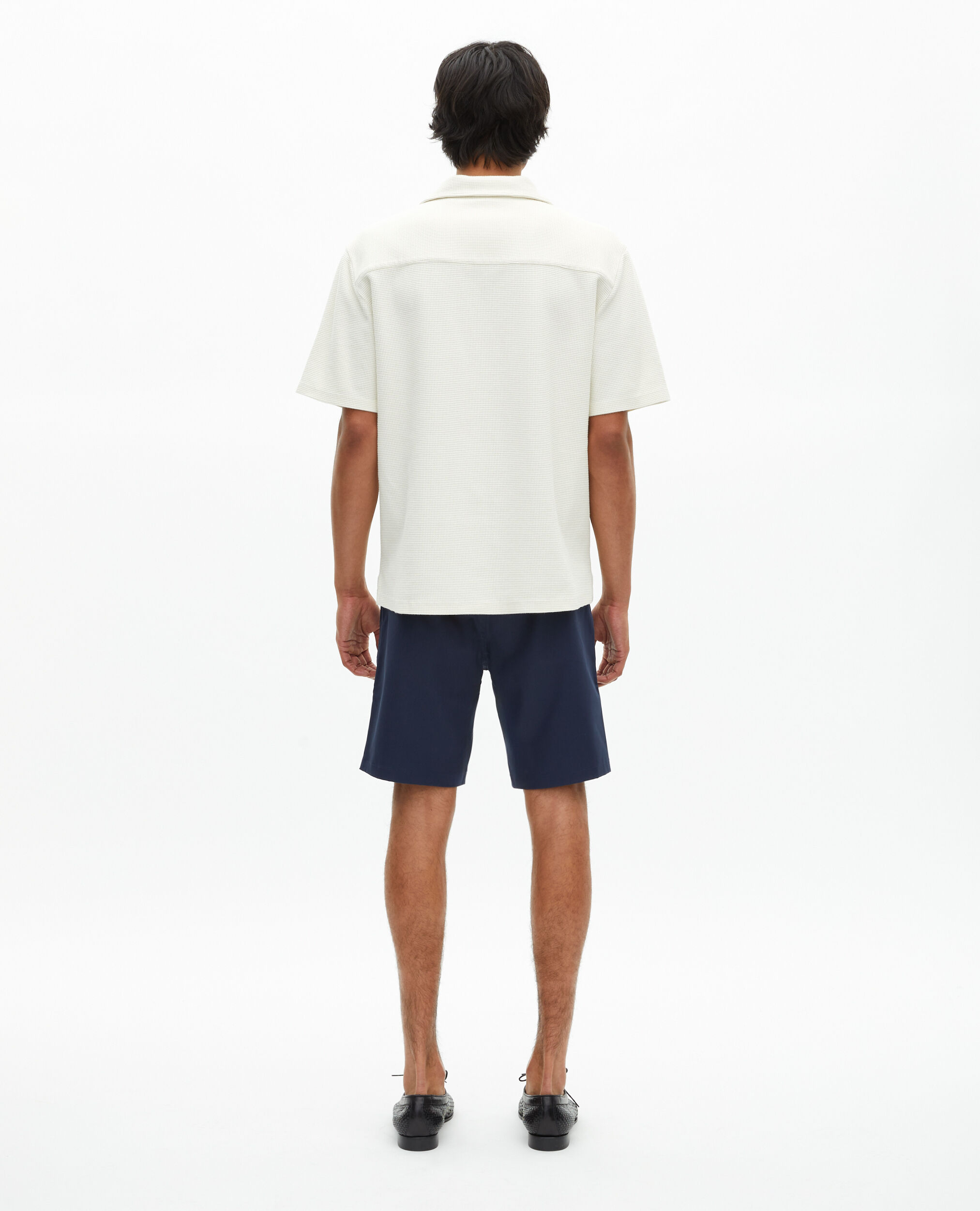 Chemise manches courtes nid d'abeille écrue