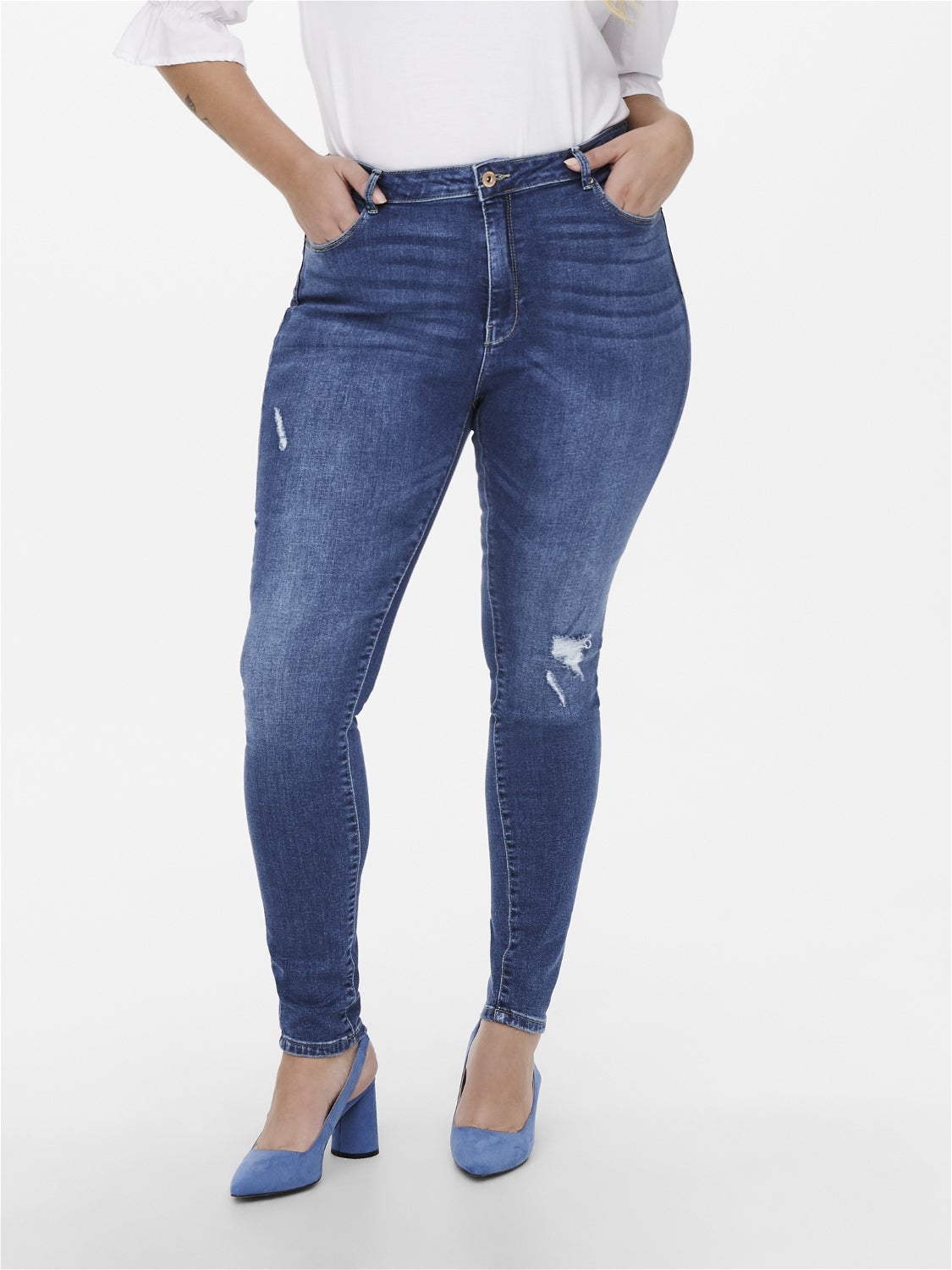 CARLAOLA Hohe Taille Skinny Fit Jeans Medium Blue Denim
