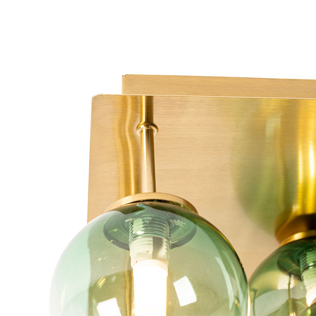 Art Deco plafondlamp goud met groen glas 9-lichts - Athens