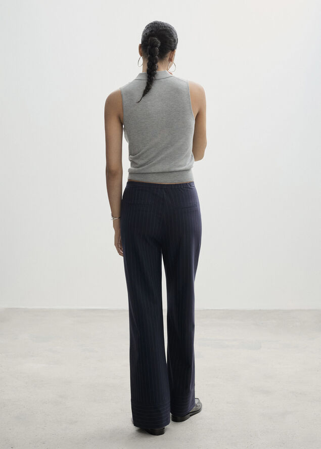 MANGO Chalk-stripe straight trousers Navy