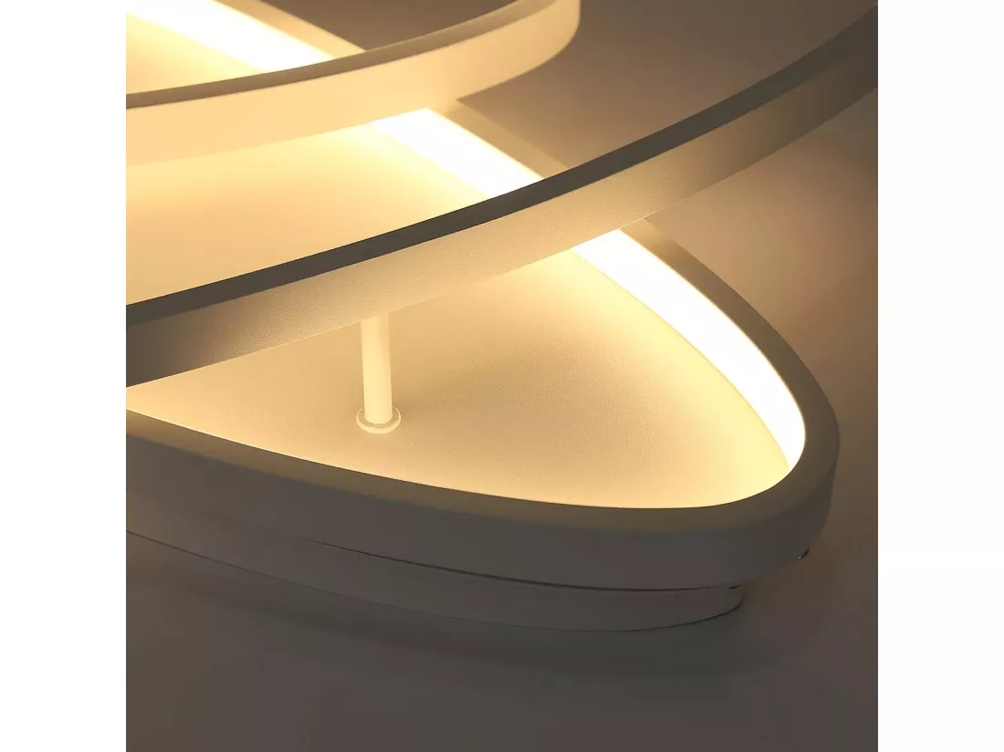 NETTLIFE Plafonnier LED Salon - 76 W Lampe de Salon 2 Anneaux Dimmable avec Télécommande Lampe Design Moderne Chambre Cuisine Lampe Blanc