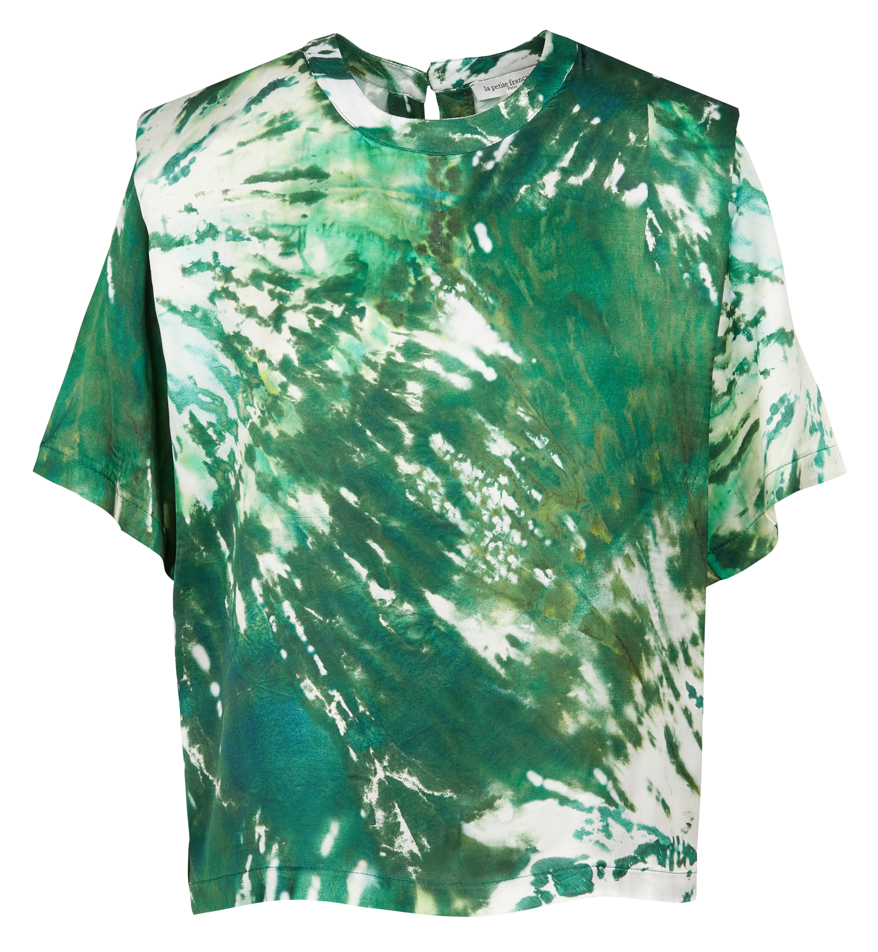 BLANCHE - Top col rond imprimé tie and dye| Vert