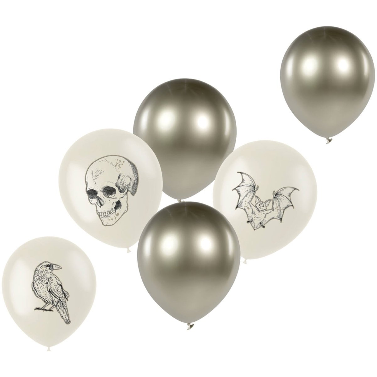 Halloween Ballonnen Wit Zilver 33cm 6st