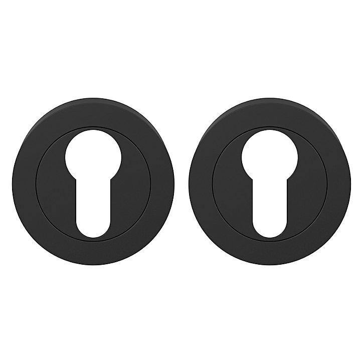 Rosace de fonction rond à visser GoodHome Duod mat noir Ø50mm