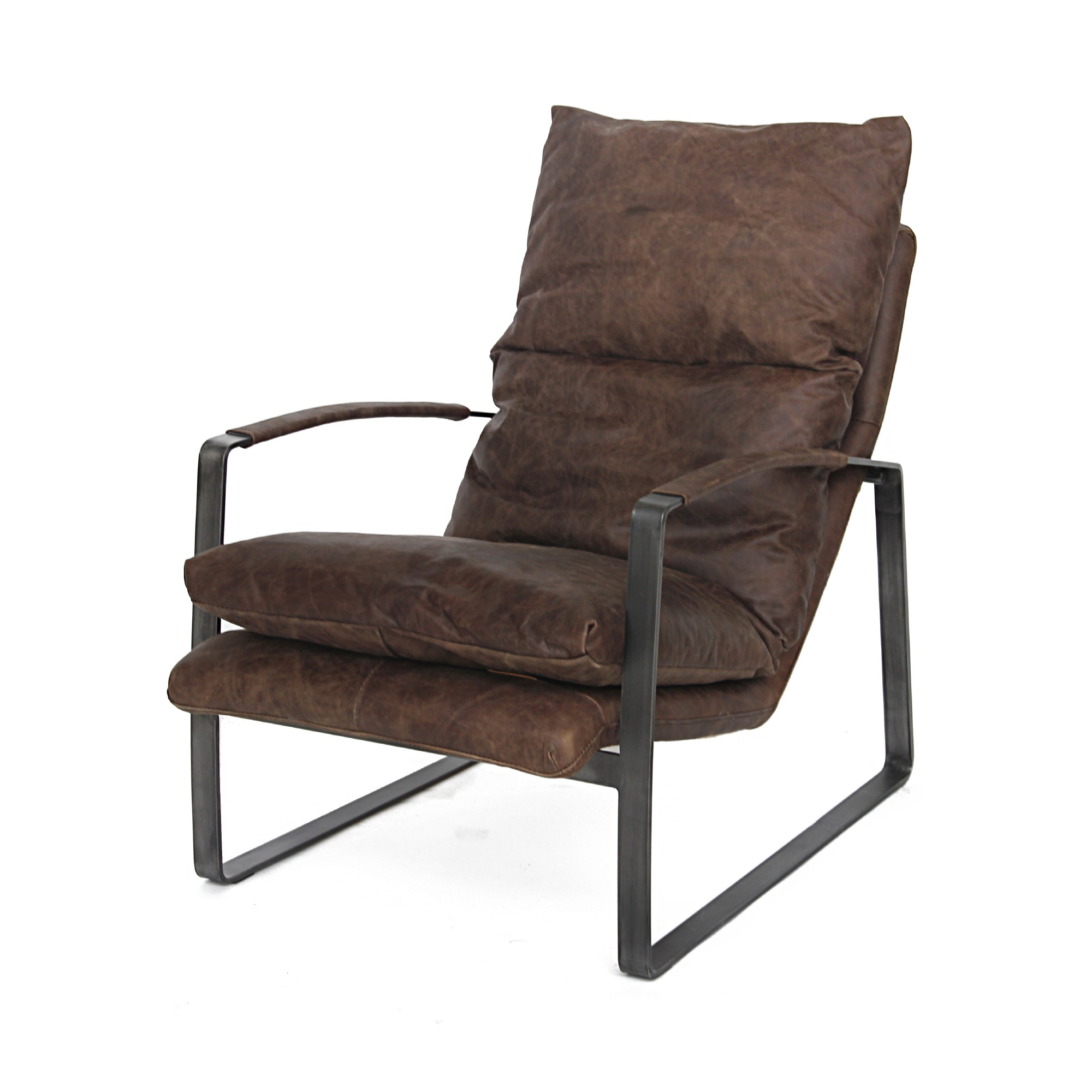Ledersessel 'Posto', braun, graphit, B 64 cm, H 90 cm, T 96 cm von fischer's lagerhaus