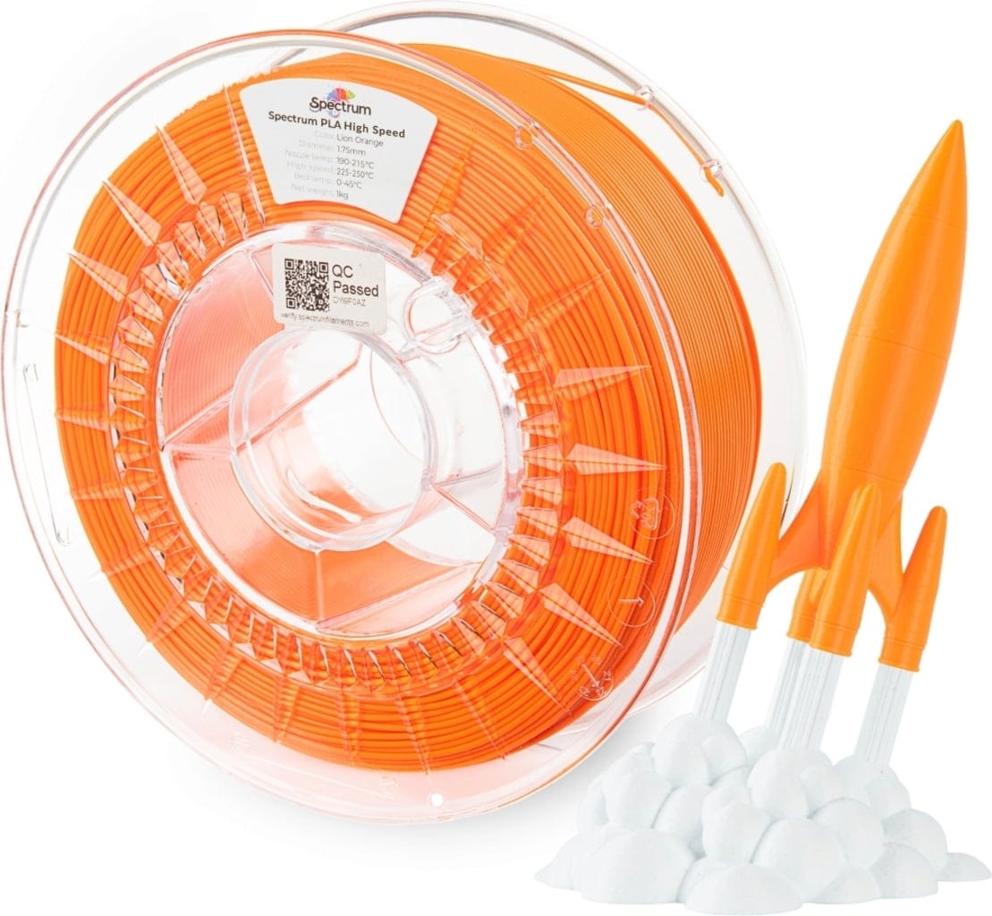 Spectrum  Premium PLA High Speed Lion Orange, 1,75 mm / 1000 g    PLA Material speziell für den Hochgeschwindigkeitsdruck