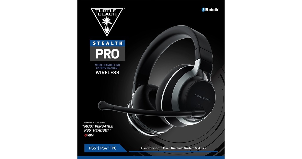 Turtle BeachStealth Pro over-ear gaming headset  (Zwart, PlayStation 5, PlayStation 4, PC, Mac, Nintendo Switch, Smartphone, Bluetooth)