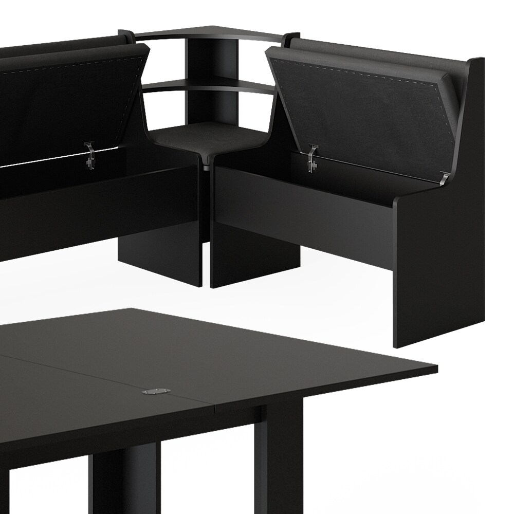 Vicco Eckbankgruppe Küchensitzgruppe Esszimmergruppe Roman Schwarz modern 210x120 cm Sitzbank Sitzecke Küchentisch Tischhocker Küchenmöbel Polstermöbel Esszimmermöbel