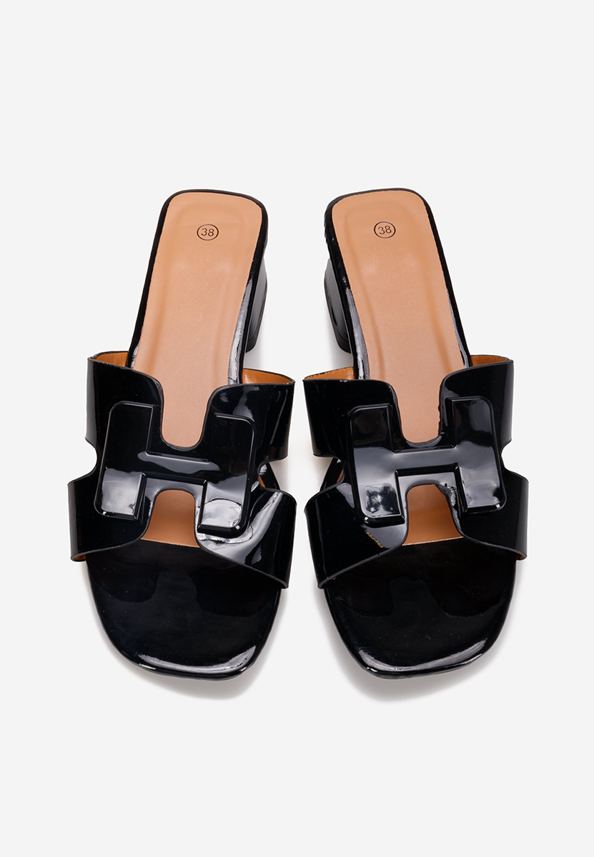 Pantoufles à talon noirs Loreleia