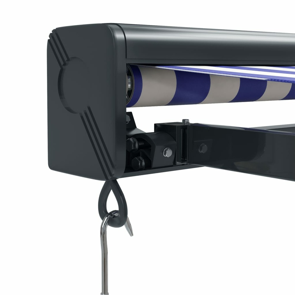 Auvent rétractable bleu et blanc 4x3 m tissu et aluminium