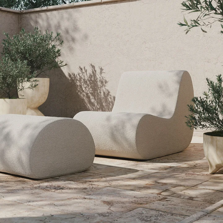 Ferm Living - Rouli Pouf, off-white (Pure Bouclé)