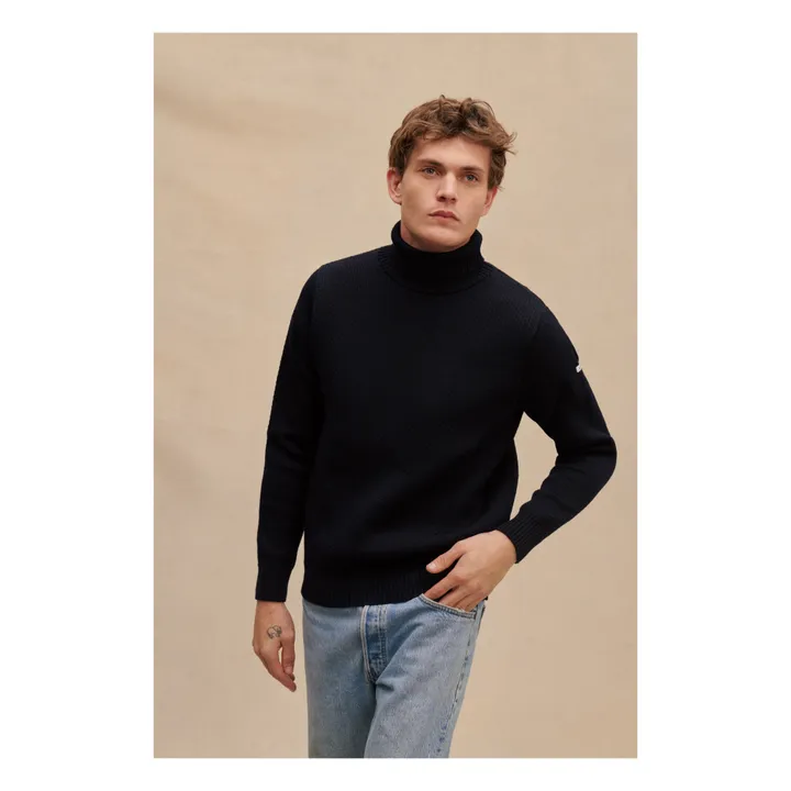 Le Minor Pull Col Roulé Norvégien Laine Mérinos | Bleu marine