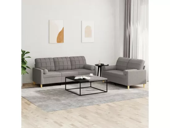 Ensemble de canapés 2 pièces avec coussins taupe tissu