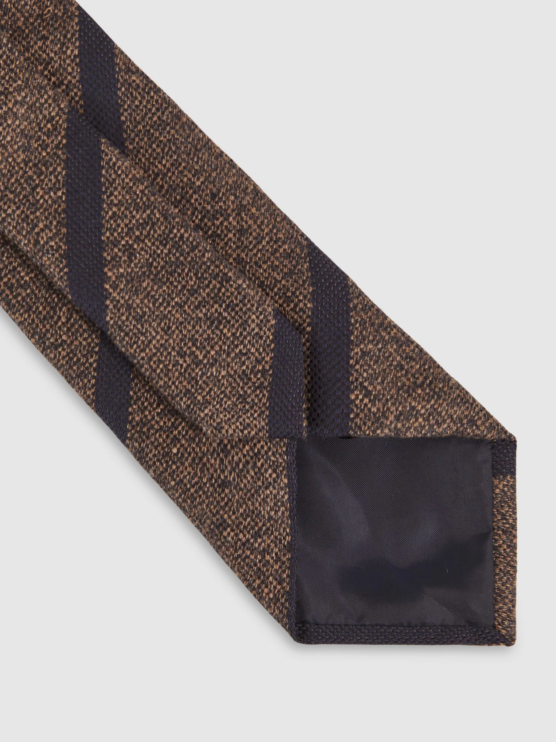 Chocoladebruin - Reiss Sante Wool-Silk Striped Tie