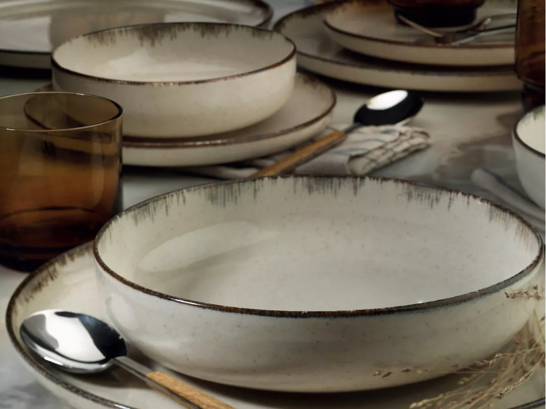 Service vaisselle en porcelaine 18 pièces - Crème - SANCHA