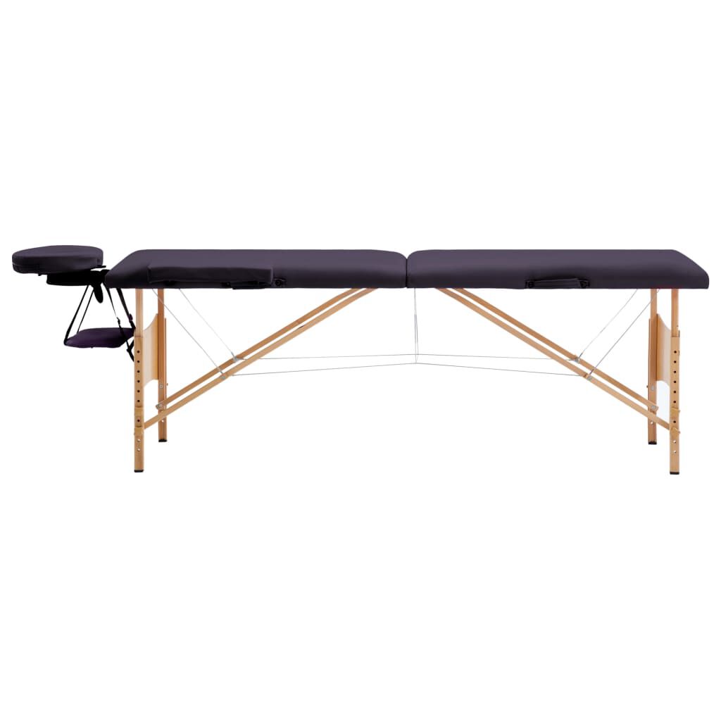 vidaXL Opvouwbare massagetafel 2-zones hout paars