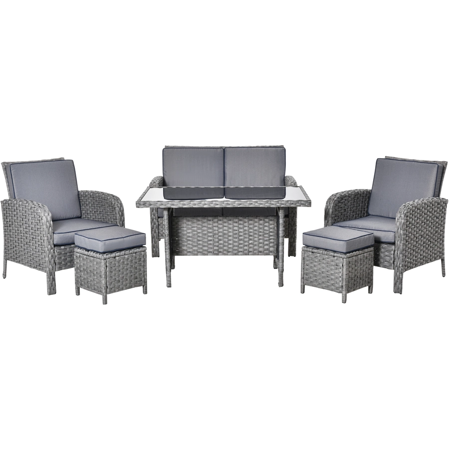 Outsunny Polyrattan Gartenset 6-teilig Grau