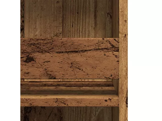 Table de bar et étagère de rangement vieux bois 102x50x103,5 cm