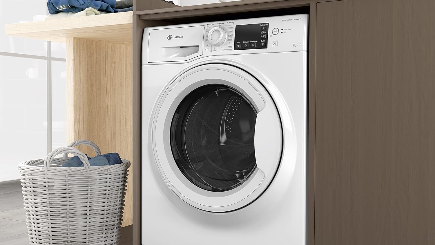 Bauknecht WT Eco Plus 86 43 N Waschtrockner/ 8/6 kg Waschen/Trocknen / Active Care Wash & Dry Technologie /Flecken 40° / Dampf-Programm / Wolle-Programm / Nachlegefunktion / PRO-Inverter Motor, Weiß