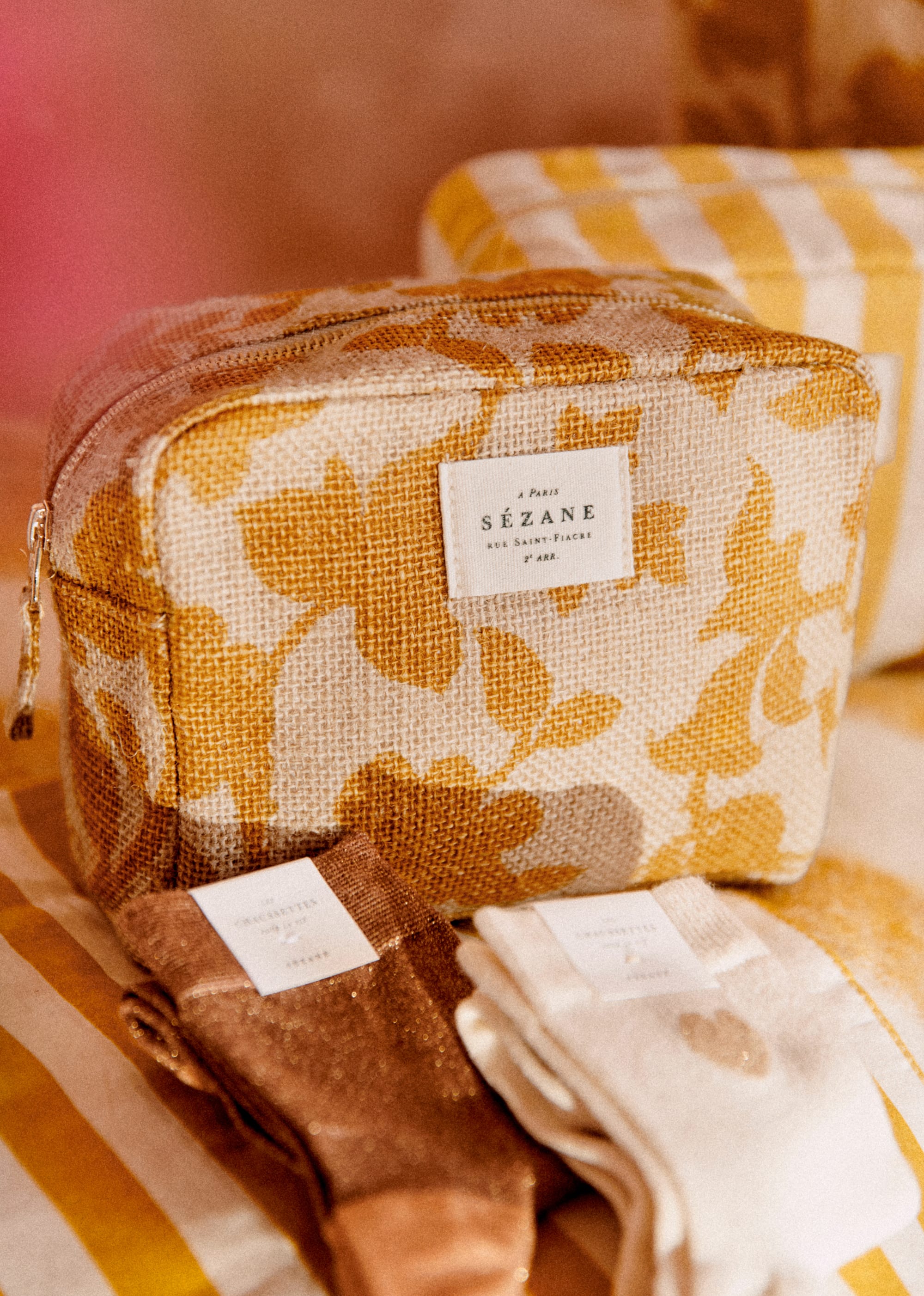 Trousse de Toilette Jute - Fleurs des jardins ocre - SACS/NEW SACS Nos Paniers 5906382