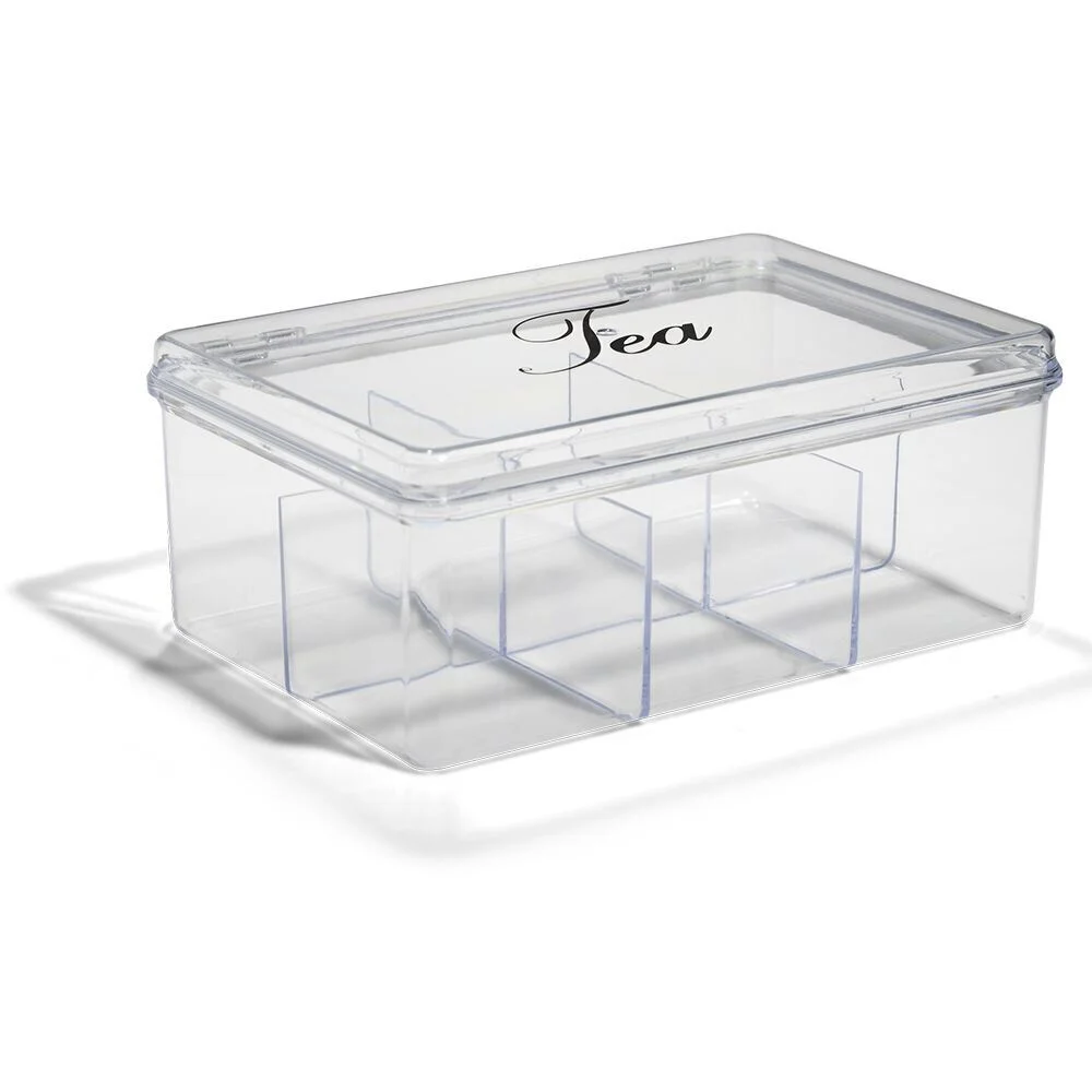 Boîte à thé plastique transparent 21,5x15x8,5cm